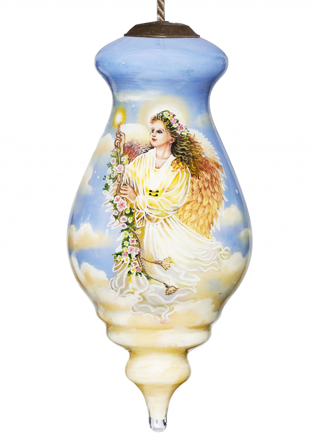Angel Divine Hand Painted Mouth Blown Glass Ornament - Homeroots