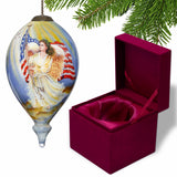 American Flag Angel Hand Painted Mouth Blown Glass Ornament - Homeroots