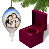Family of Penguins Hand Painted Mouth Blown Glass Ornament - Homeroots