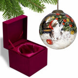 Kitten under the Christmas Tree Hand Painted Mouth Blown Glass Ornament - Homeroots