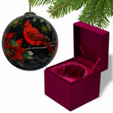 Glossy Red Cardinal Hand Painted Mouth Blown Glass Ornament - Homeroots
