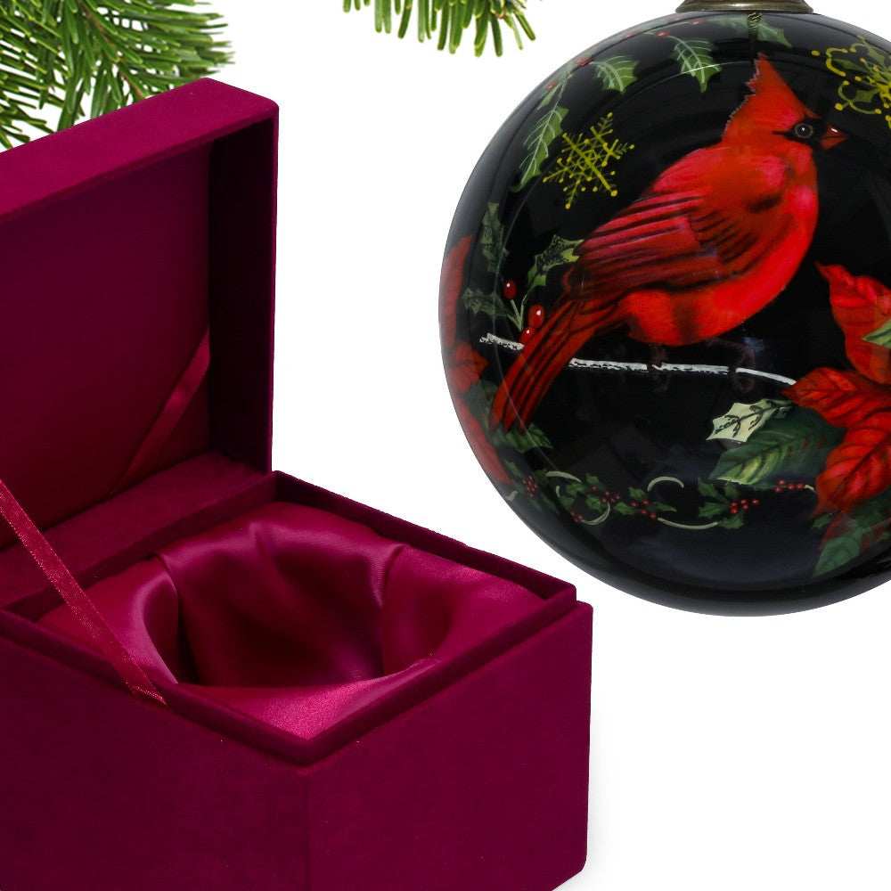 Glossy Red Cardinal Hand Painted Mouth Blown Glass Ornament - Homeroots - Flyclothing LLC