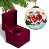 Ice Skating Mr. and Mrs. Santa Hand Painted Mouth Blown Glass Ornament - Homeroots