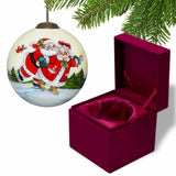 Ice Skating Mr. and Mrs. Santa Hand Painted Mouth Blown Glass Ornament - Homeroots