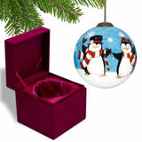 Anywhere with You is Always Better Penguin Hand Painted Mouth Blown Glass Ornament - Homeroots