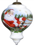 Santa Riding a Sleigh Hand Painted Mouth Blown Glass Ornament
