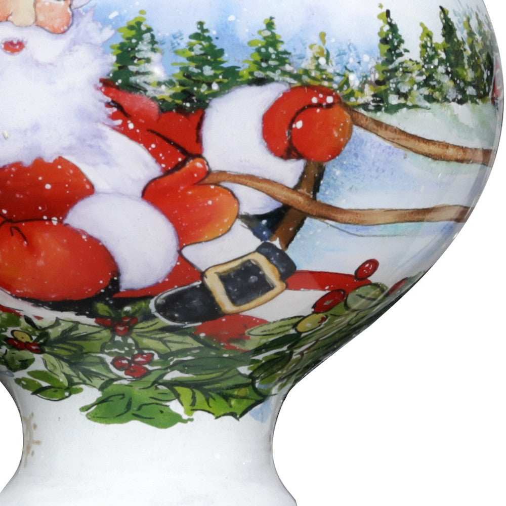 Santa Riding a Sleigh Hand Painted Mouth Blown Glass Ornament - Homeroots - Flyclothing LLC