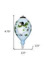 Ice Skating Shamrock Snowman Hand Painted Mouth Blown Glass Ornament - Homeroots - Flyclothing LLC