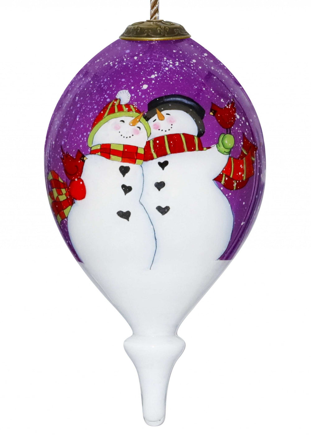 Amore Snowmen Hand Painted Mouth Blown Glass Ornament - Homeroots - Flyclothing LLC
