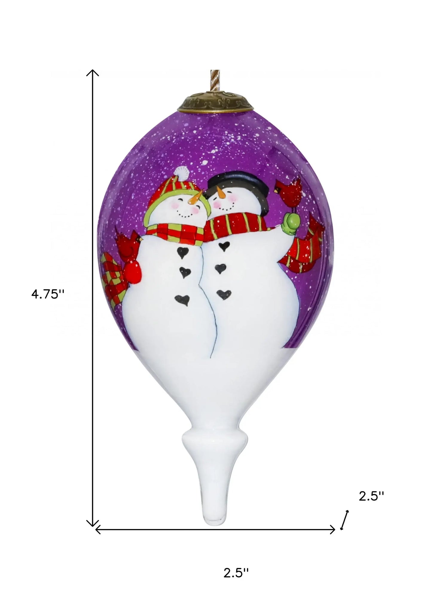 Amore Snowmen Hand Painted Mouth Blown Glass Ornament - Homeroots - Flyclothing LLC