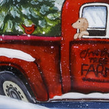 Red Farm Truck with Tree Hand Painted Mouth Blown Glass Ornament - Homeroots