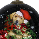Christmas Puppy with Presents Hand Painted Mouth Blown Glass Ornament - Homeroots