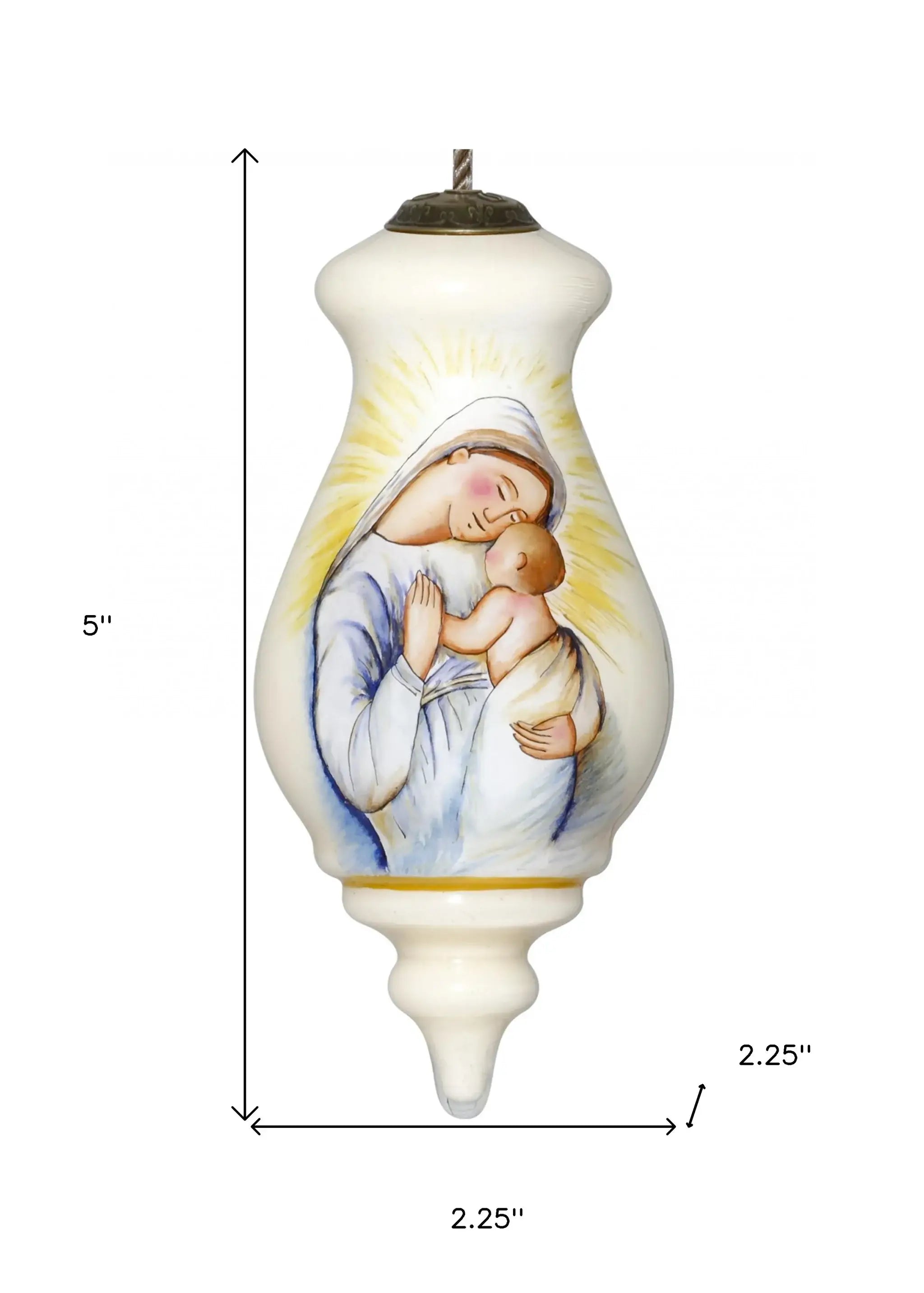Mother Mary with Baby Hand Painted Mouth Blown Glass Ornament - Homeroots - Flyclothing LLC
