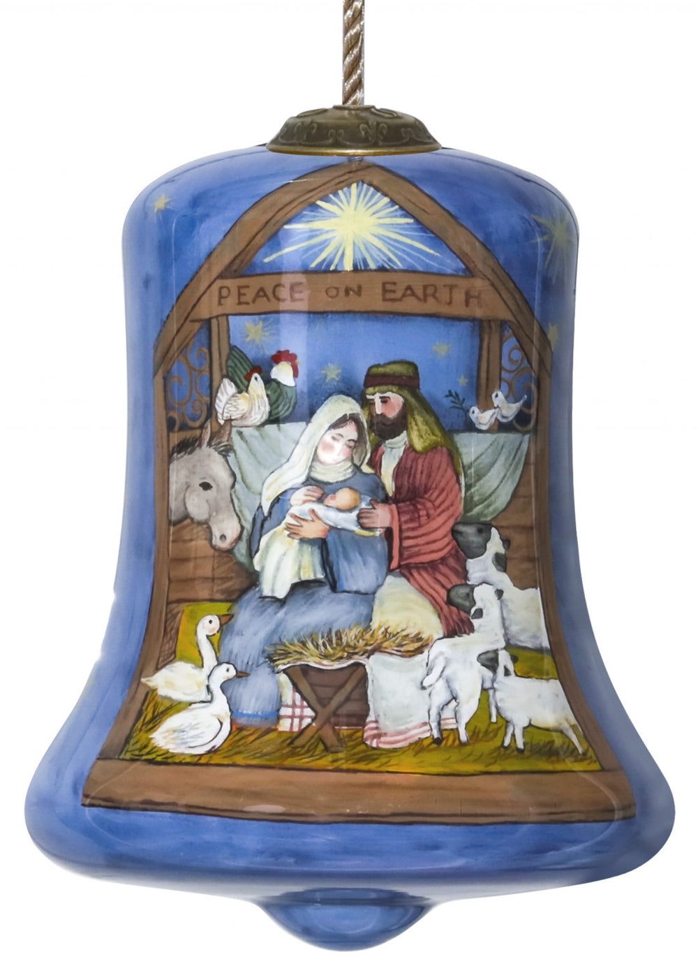 Holy Family Bethlehem Hand Painted Mouth Blown Glass Ornament - Homeroots