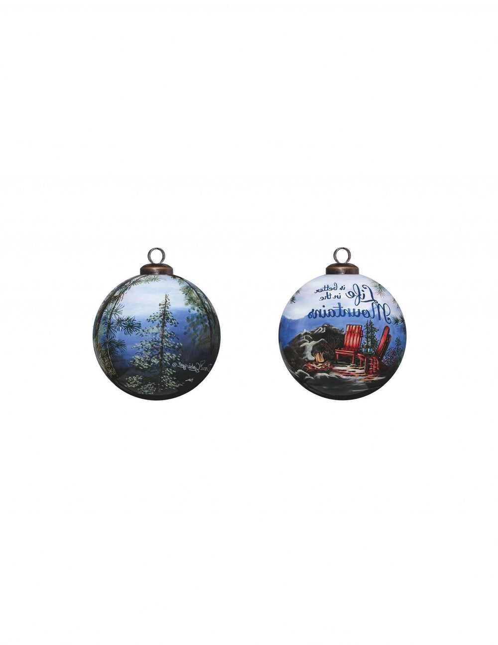 Scenic Life is Better in the Mountains Hand Painted Mouth Blown Glass Ornament - Homeroots - Flyclothing LLC