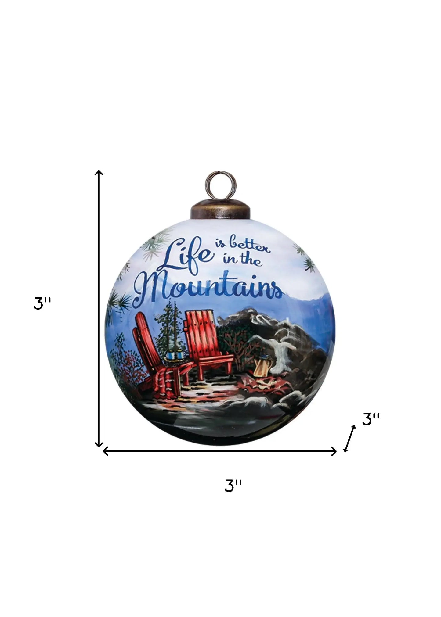Scenic Life is Better in the Mountains Hand Painted Mouth Blown Glass Ornament - Homeroots - Flyclothing LLC