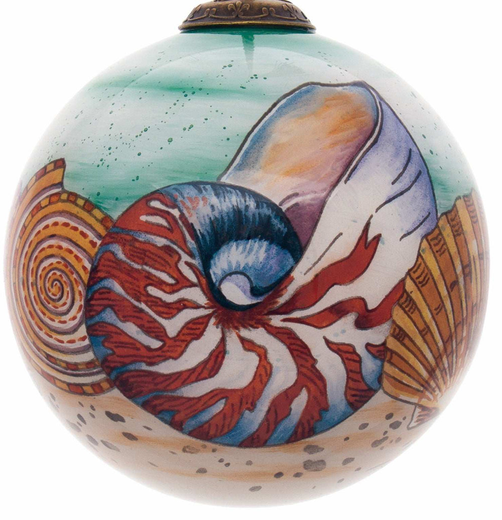Sea Shell Hand Painted Mouth Blown Glass Ornament - Homeroots - Flyclothing LLC