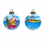 Rowing Santa Express Hand Painted Mouth Blown Glass Ornament - Homeroots