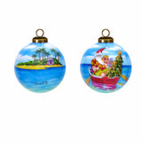 Rowing Santa Express Hand Painted Mouth Blown Glass Ornament - Homeroots