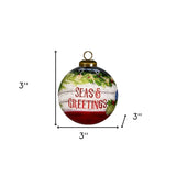 Holly Seas And Greetings Hand Painted Mouth Blown Glass Ornament - Homeroots - Flyclothing LLC