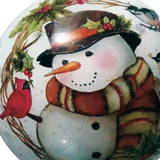 Winter Wreath Forest Snowman Hand Painted Mouth Blown Glass Ornament - Homeroots