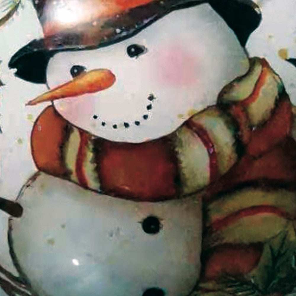 Winter Wreath Forest Snowman Hand Painted Mouth Blown Glass Ornament - Homeroots - Flyclothing LLC