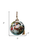 Winter Wreath Forest Snowman Hand Painted Mouth Blown Glass Ornament - Homeroots - Flyclothing LLC
