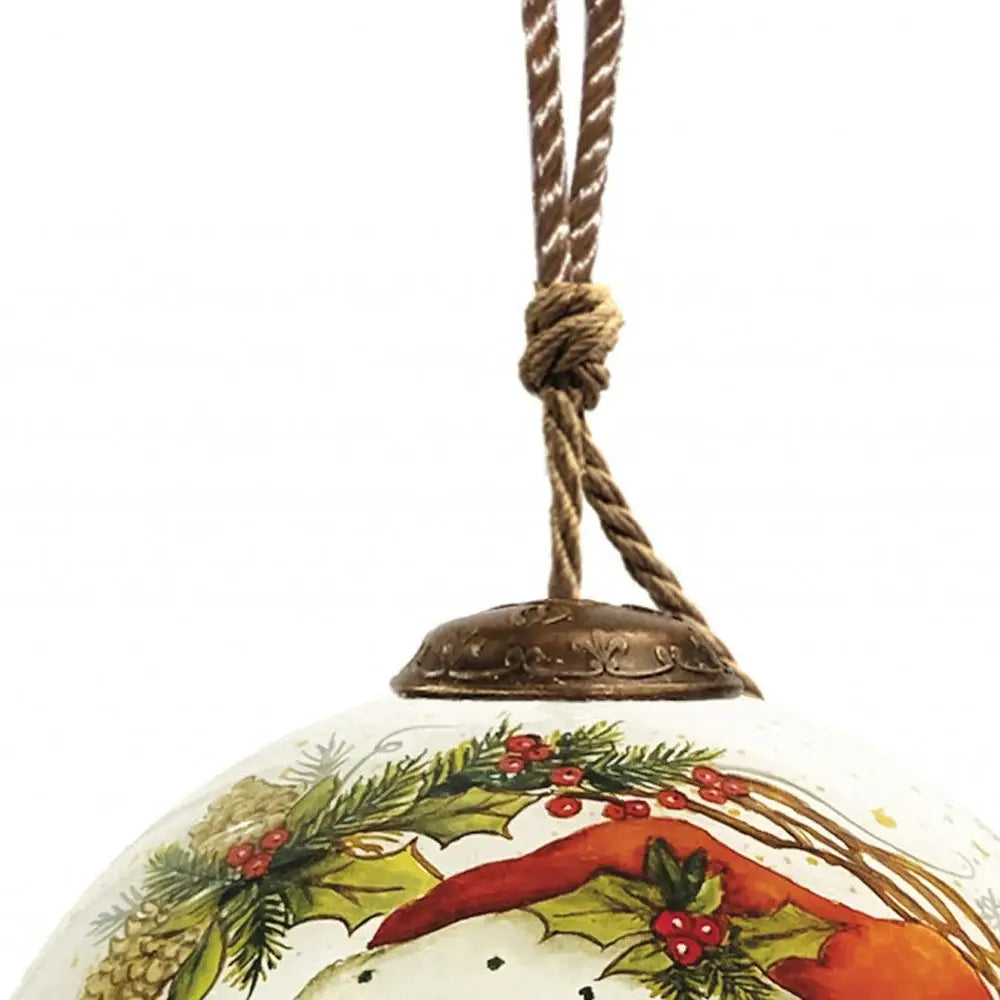 Winter Wreath Forest Santa Hand Painted Mouth Blown Glass Ornament - Homeroots - Flyclothing LLC