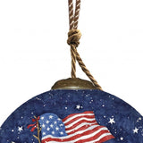 Three Snowman and an American Flag Hand Painted Mouth Blown Glass Ornament - Homeroots
