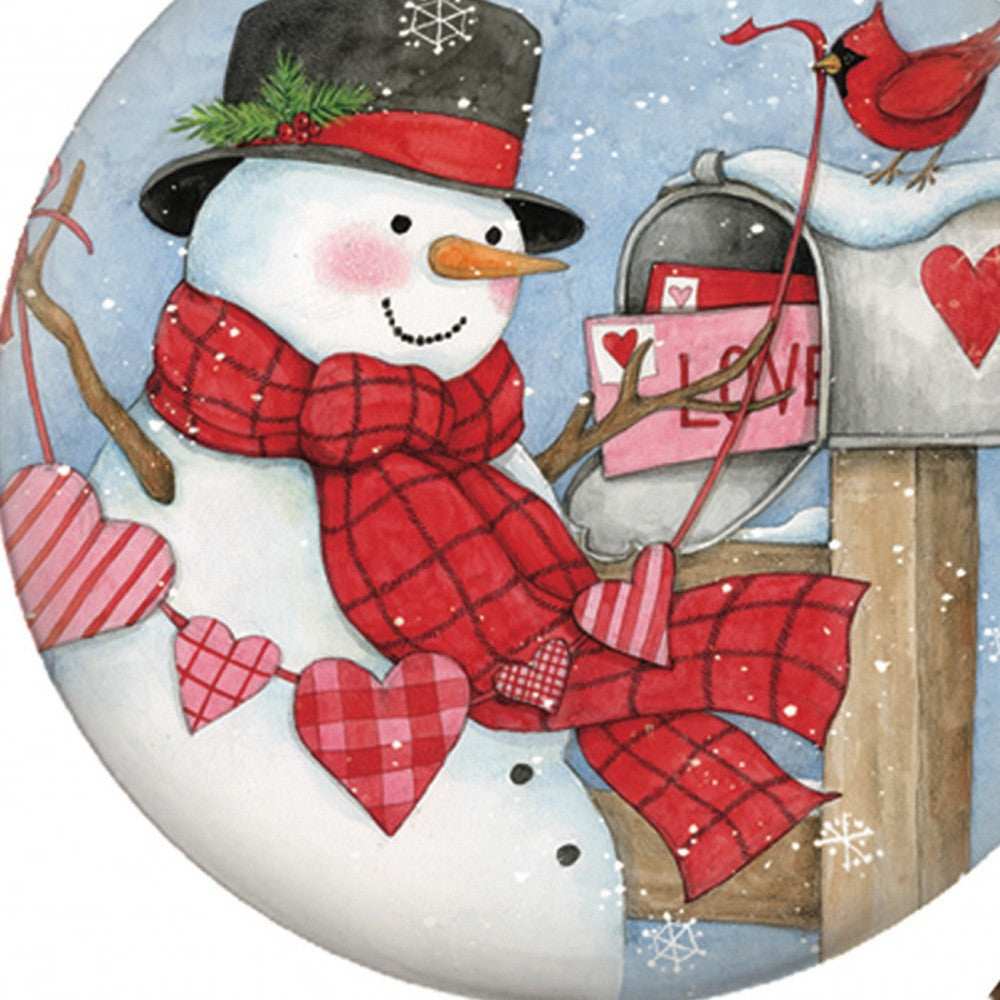 Valentine Snowman Hand Painted Mouth Blown Glass Ornament - Homeroots - Flyclothing LLC