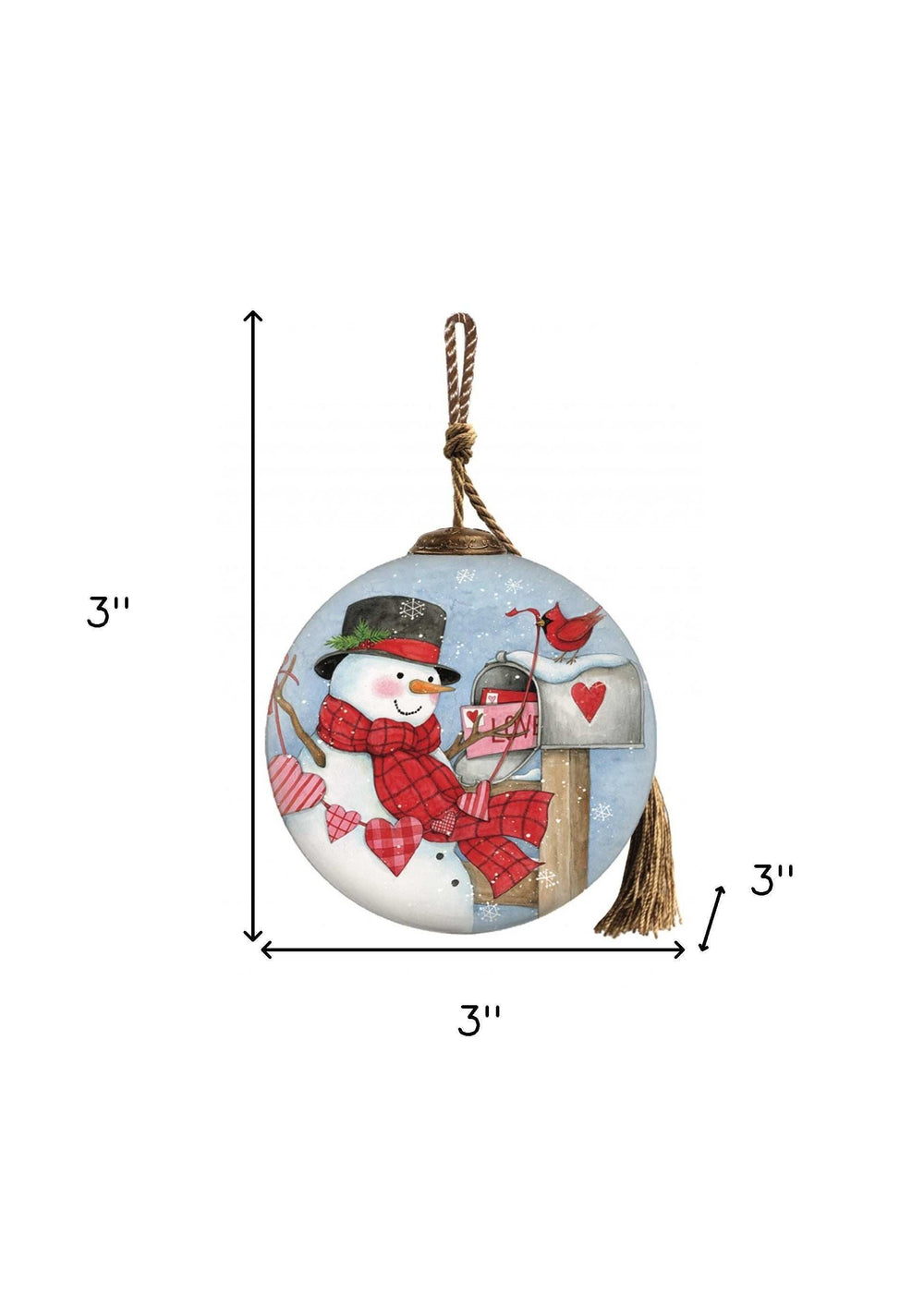 Valentine Snowman Hand Painted Mouth Blown Glass Ornament - Homeroots - Flyclothing LLC