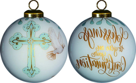 Gold Confirmation Hand Painted Mouth Blown Glass Ornament - Homeroots - Flyclothing LLC
