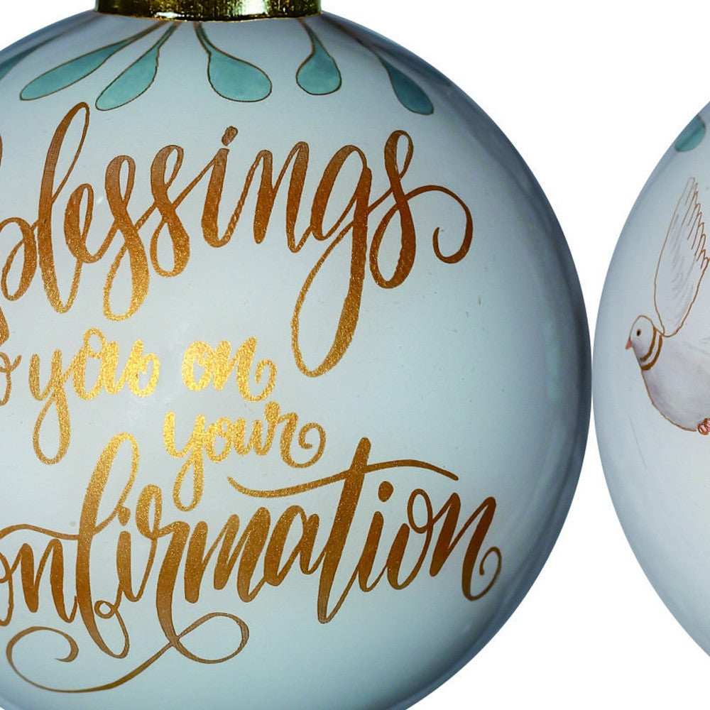 Gold Confirmation Hand Painted Mouth Blown Glass Ornament - Homeroots - Flyclothing LLC