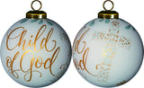 White and Gold Child of God Hand Painted Mouth Blown Glass Ornament - Homeroots