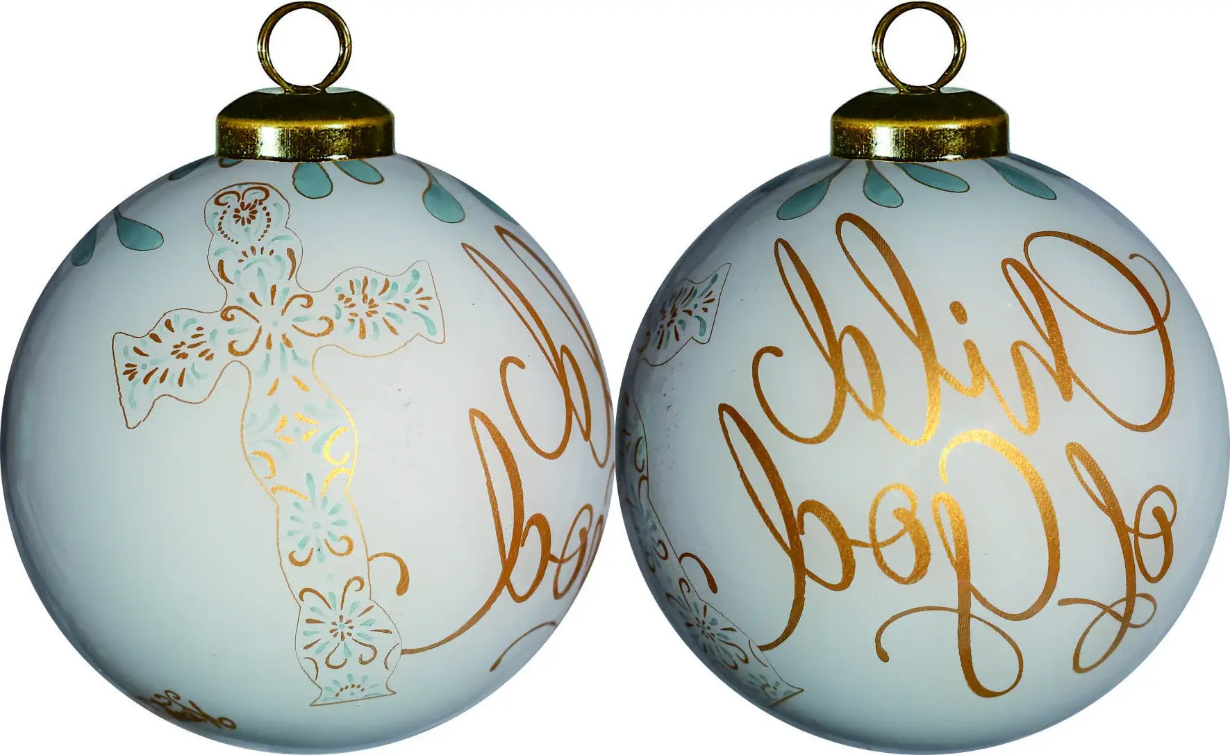 White and Gold Child of God Hand Painted Mouth Blown Glass Ornament - Homeroots - Flyclothing LLC