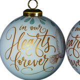 White and Gold In Our Hearts Forever Hand Painted Mouth Blown Glass Ornament - Homeroots
