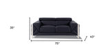 75" Black And Silver Italian Leather Loveseat - Homeroots - Flyclothing LLC