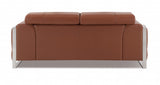75" Camel And Silver Italian Leather Loveseat - Homeroots - Flyclothing LLC