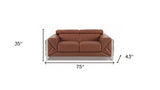 75" Camel And Silver Italian Leather Loveseat - Homeroots - Flyclothing LLC