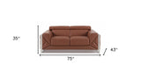 75" Camel And Silver Italian Leather Loveseat - Homeroots - Flyclothing LLC