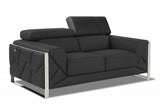 75" Gray And Silver Italian Leather Loveseat - Homeroots