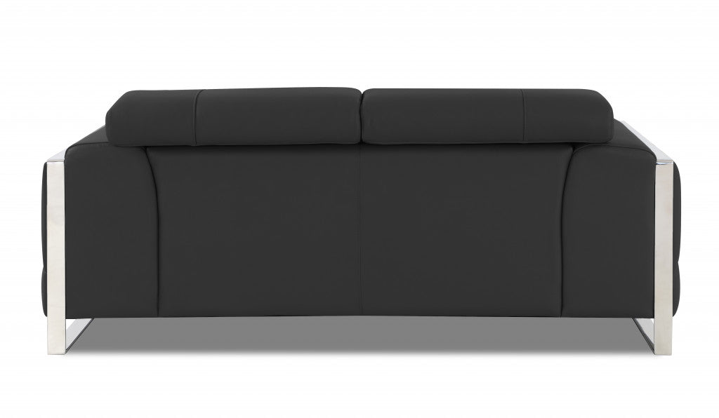 75" Gray And Silver Italian Leather Loveseat - Homeroots - Flyclothing LLC