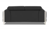 75" Gray And Silver Italian Leather Loveseat