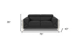 75" Gray And Silver Italian Leather Loveseat - Homeroots - Flyclothing LLC