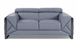 75" Light Blue And Black Italian Leather Loveseat - Homeroots - Flyclothing LLC