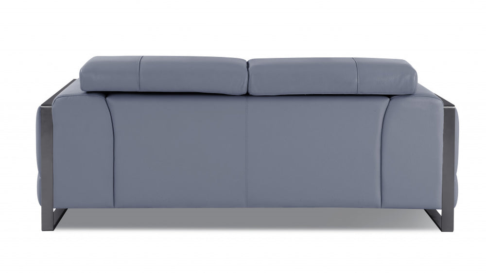 75" Light Blue And Black Italian Leather Loveseat - Homeroots - Flyclothing LLC