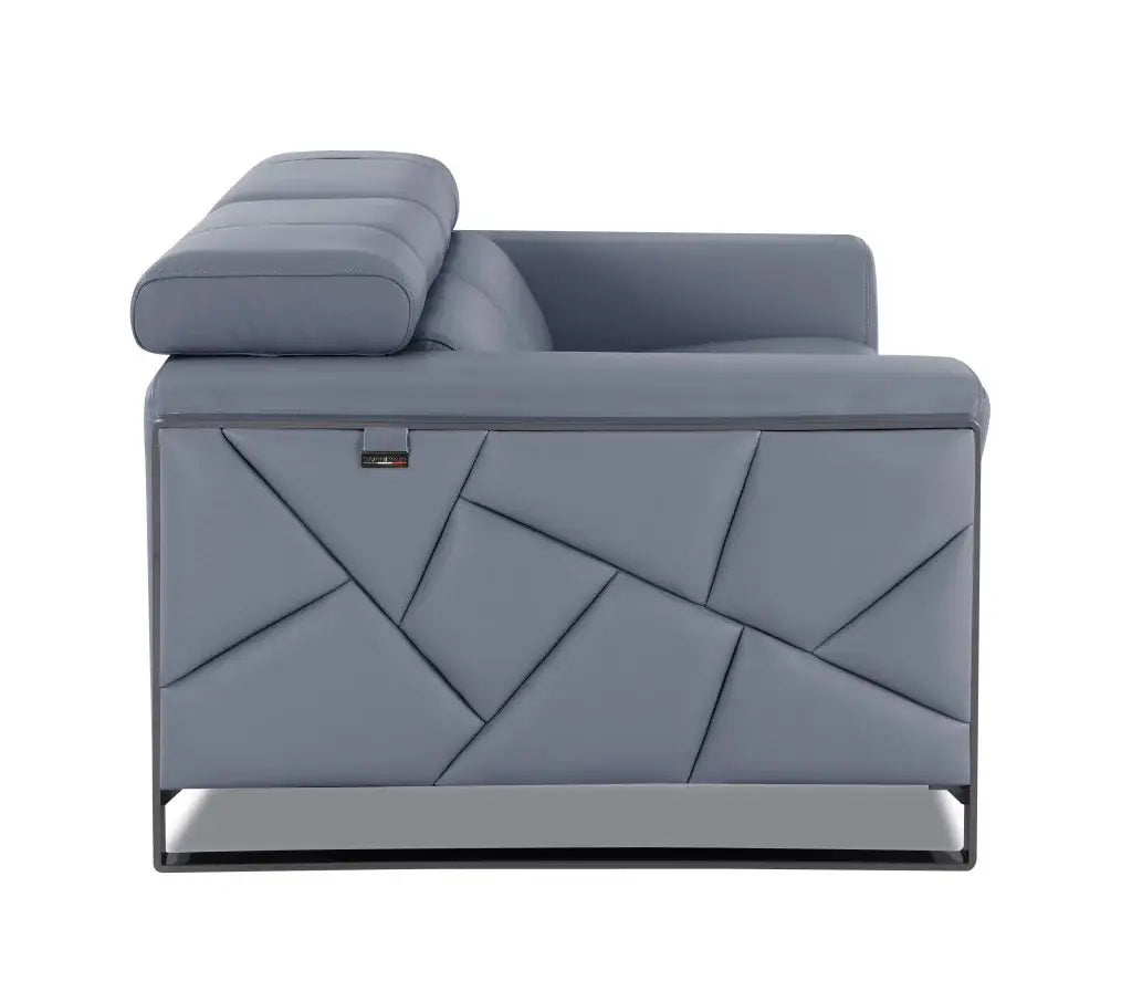 75" Light Blue And Black Italian Leather Loveseat - Homeroots - Flyclothing LLC