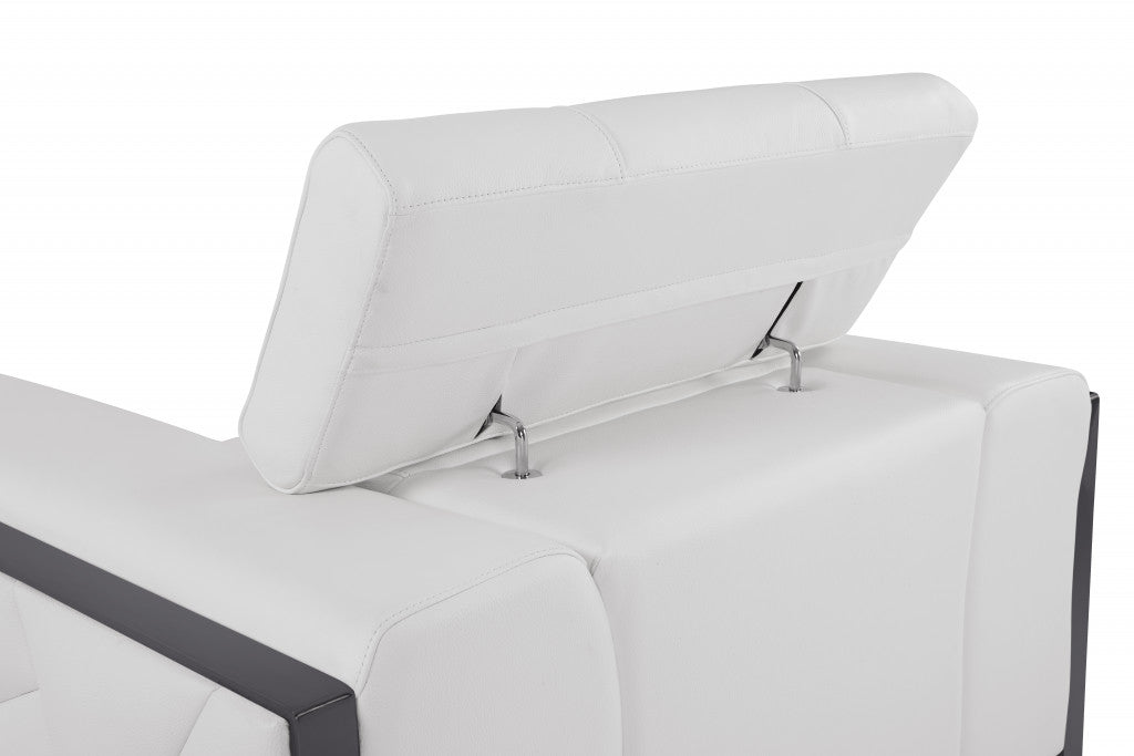 75" White And Black Italian Leather Loveseat - Homeroots - Flyclothing LLC