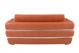 75" Camel And Silver Italian Leather Loveseat