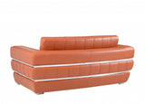 75" Camel And Silver Italian Leather Loveseat - Homeroots - Flyclothing LLC